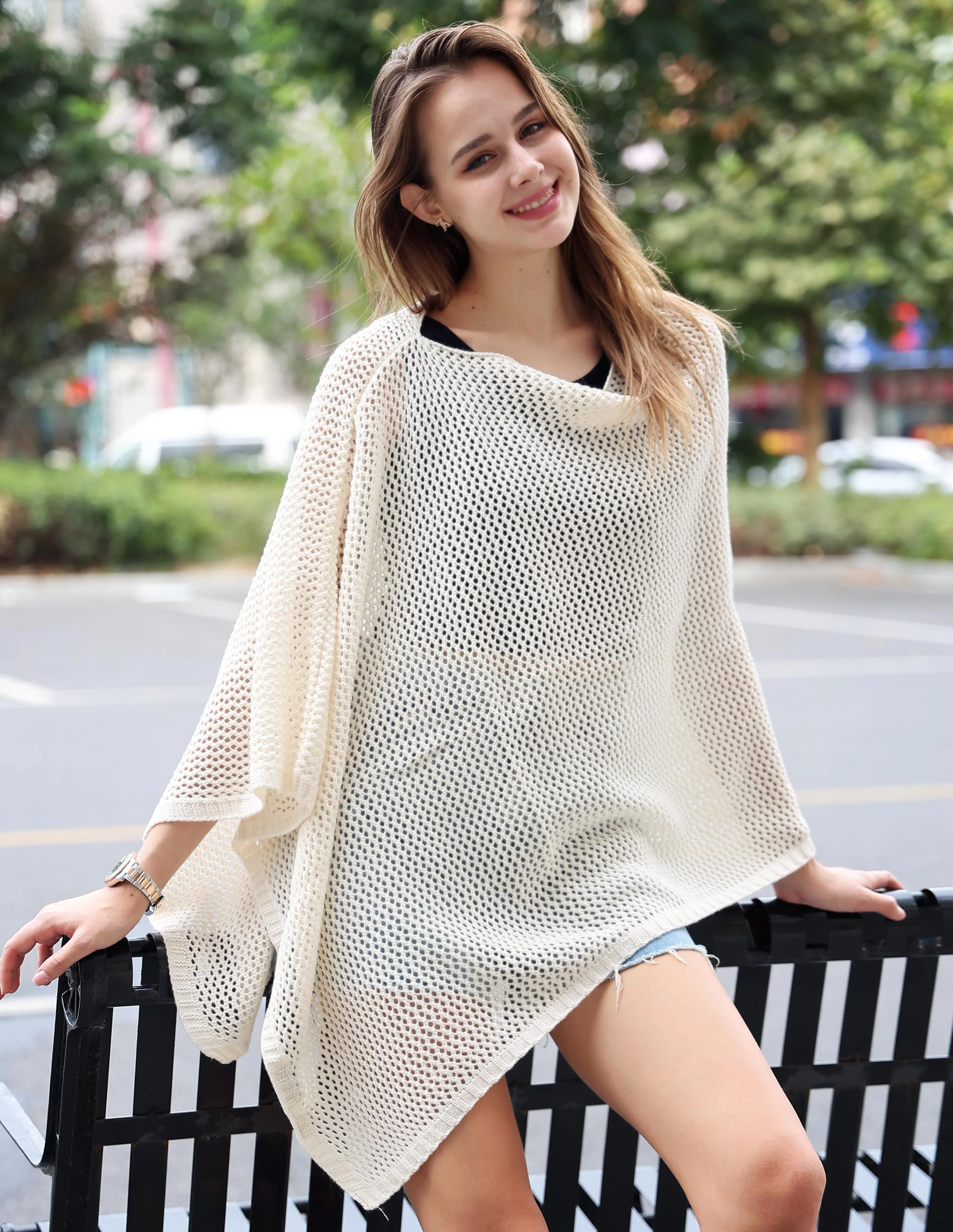 JC063339 5 colors--Hollow-out Poncho