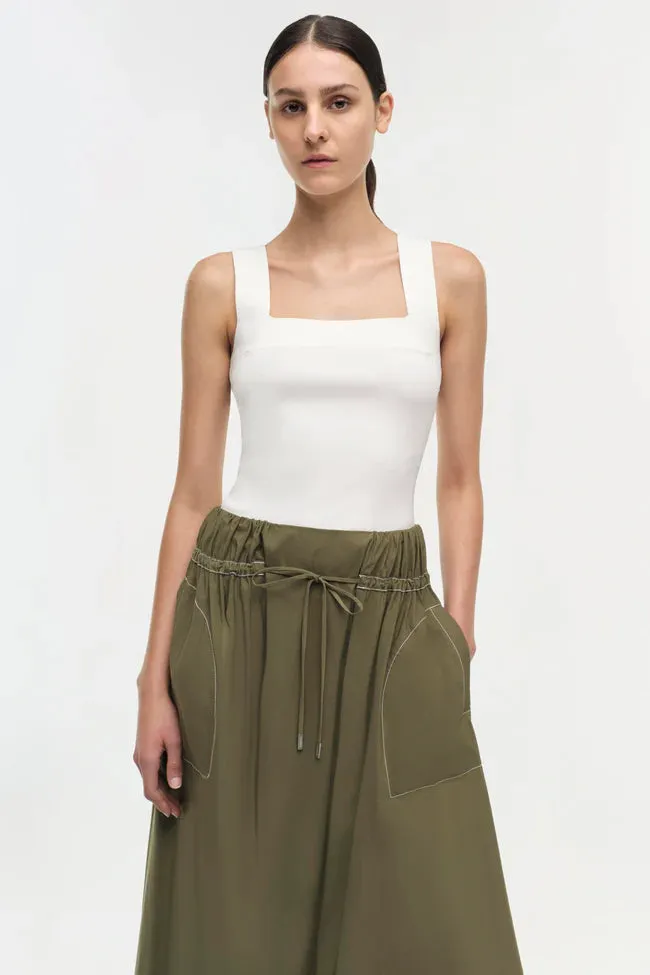 Jonathan Simkhai Tona Midi Skirt Army Green