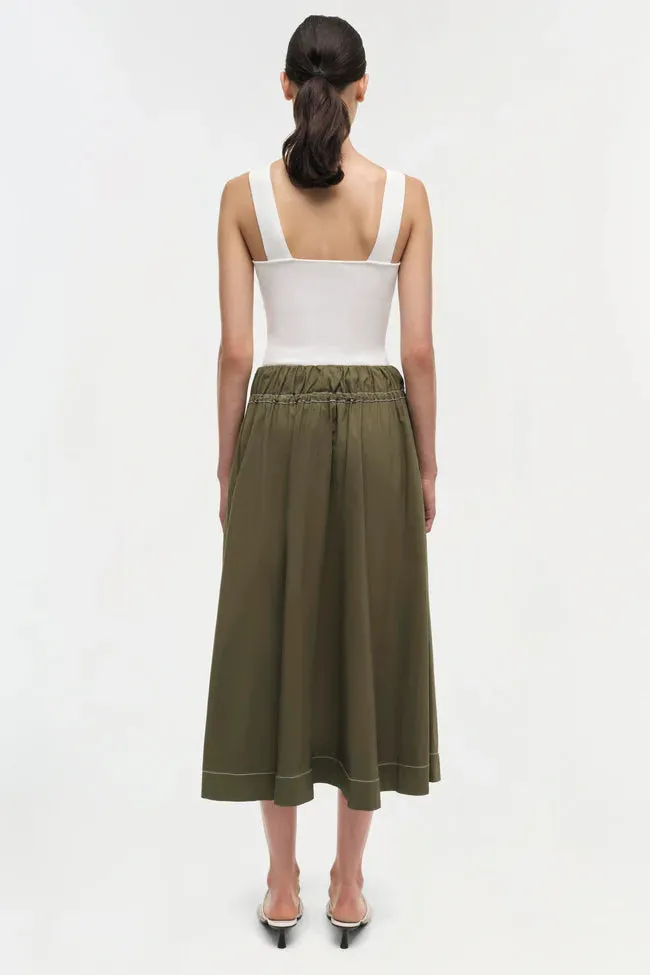 Jonathan Simkhai Tona Midi Skirt Army Green