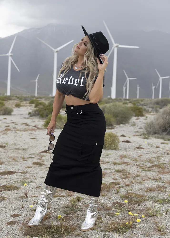 Keep You Guessing High-Rise Slim Fit Cargo Skirt