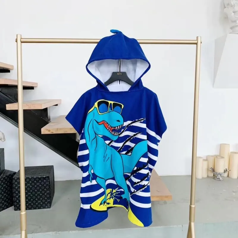 Kids Surf Beach Changing Robe - Cartoon Animal Design - Quick Dry Microfiber Towel Poncho for Children - Swimming Pool Towels with Hood