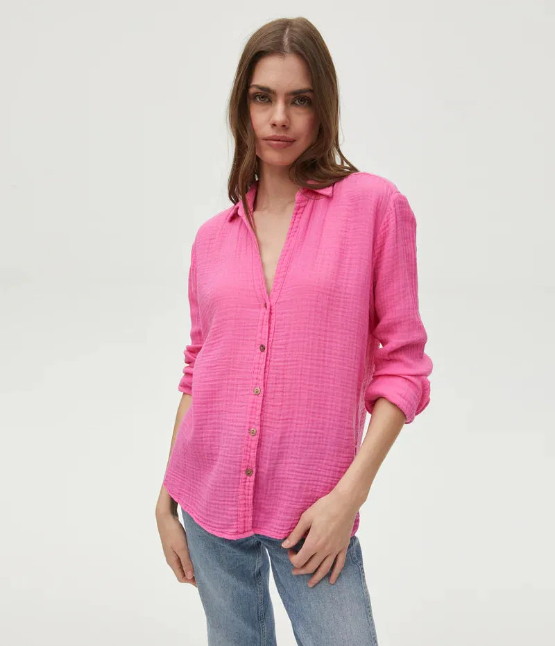 Leo Button Down Top - Azalea