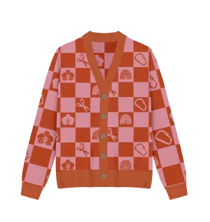 Lesbian Checkered Knit Cardigan