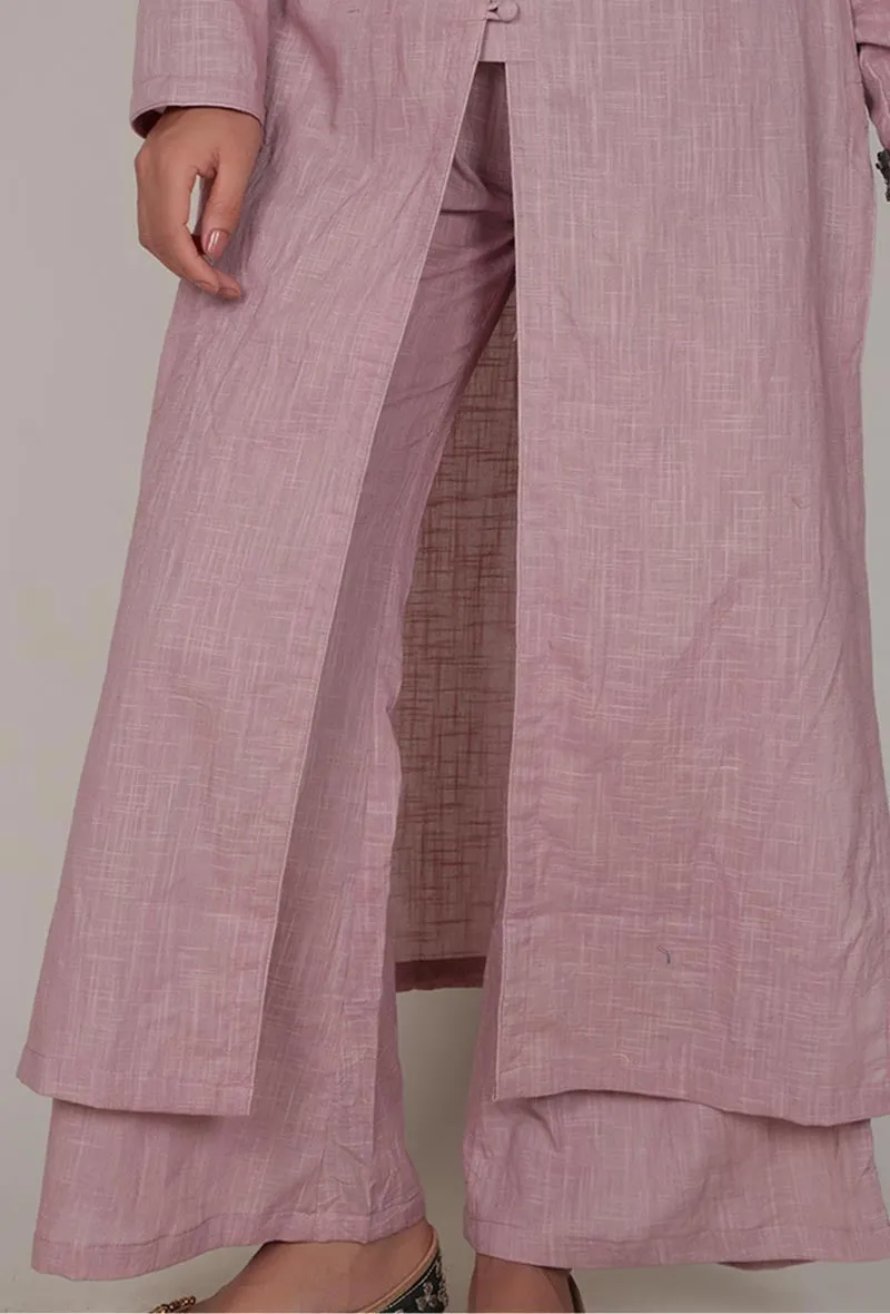 Light Periwinkle Front Slit Kurta and Pants-XXXL