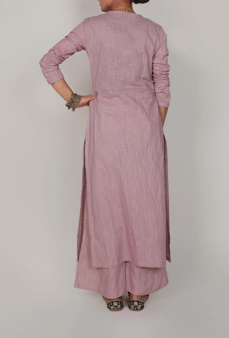 Light Periwinkle Front Slit Kurta and Pants-XXXL