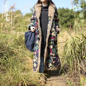 Long Floral Hooded Trench Coat