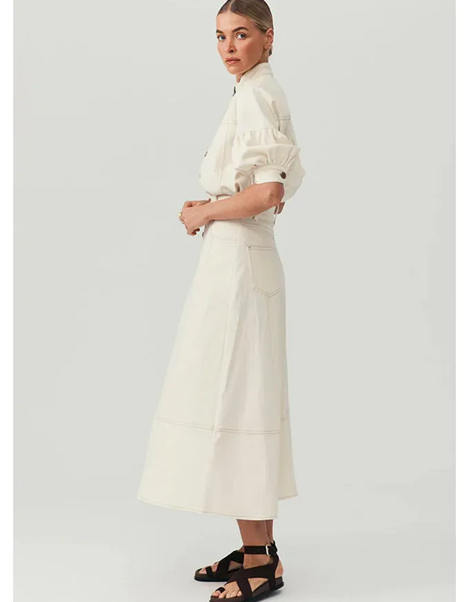 Lucia Denim Skirt Ivory