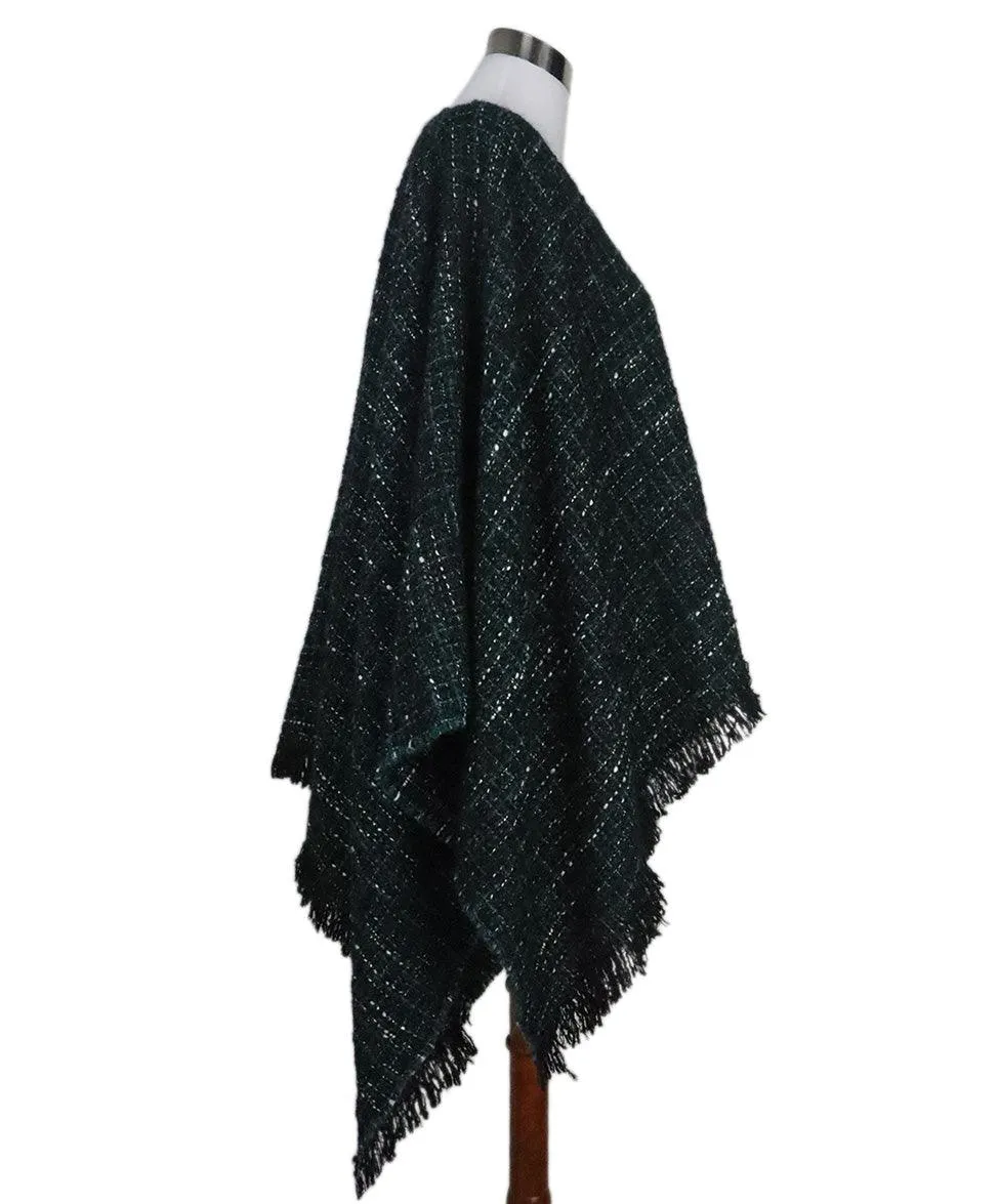 Maje Green & Black Tweed Poncho