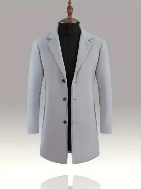 Men's Classic Long Trench Coat, Casual Single Breasted Retro Overcoat For Fall/Winter Jacket 2XL S4170965