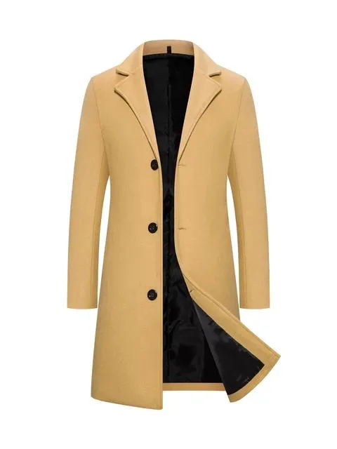 Men's Classic Long Trench Coat, Casual Single Breasted Retro Overcoat For Fall/Winter Jacket 2XL S4170965