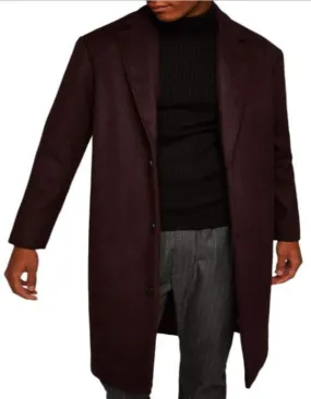 Mens Overcoat - Topcoat For Men - Winter Fabric - men's Burgundy ~ Wine ~ Single Breasted Maroon Overcoats