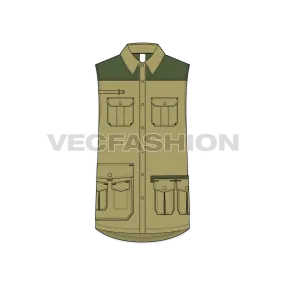 Mens Safari Vest Shirt