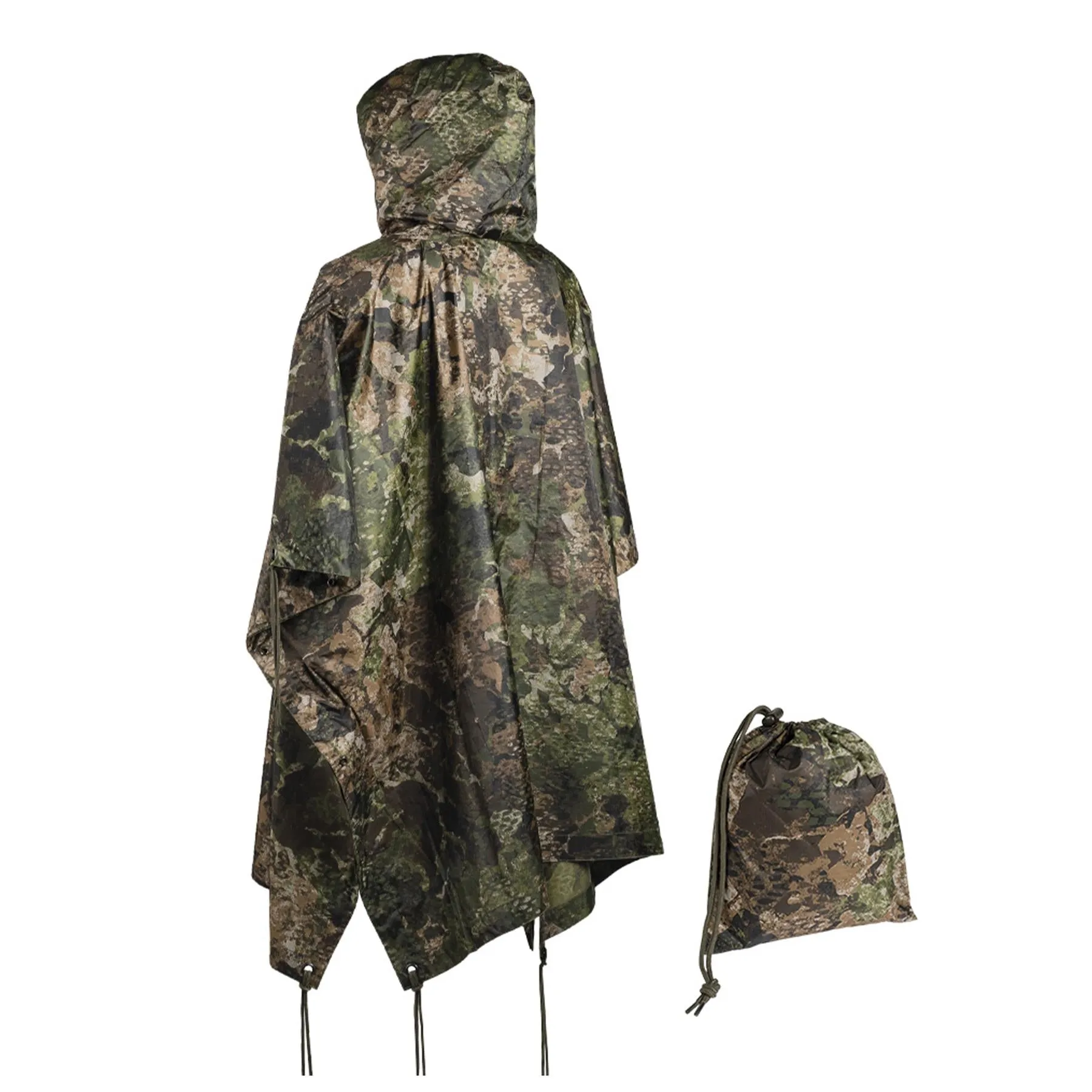 MIL-TEC Poncho camouflage PVC coated waterproof hooded ripstop lightweight tent