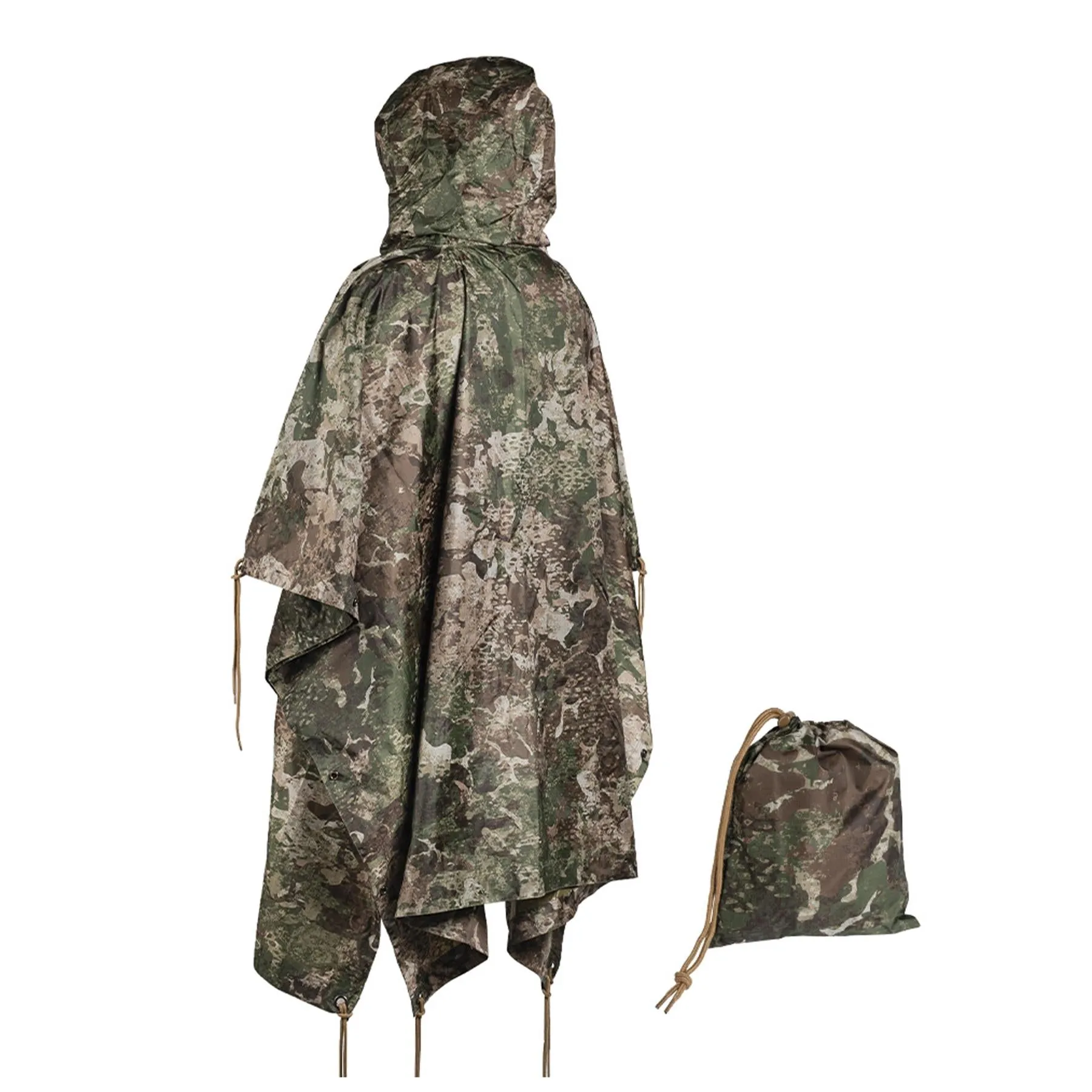 MIL-TEC Poncho camouflage PVC coated waterproof hooded ripstop lightweight tent