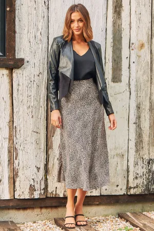 Mira Brown Speckled Aline Skirt