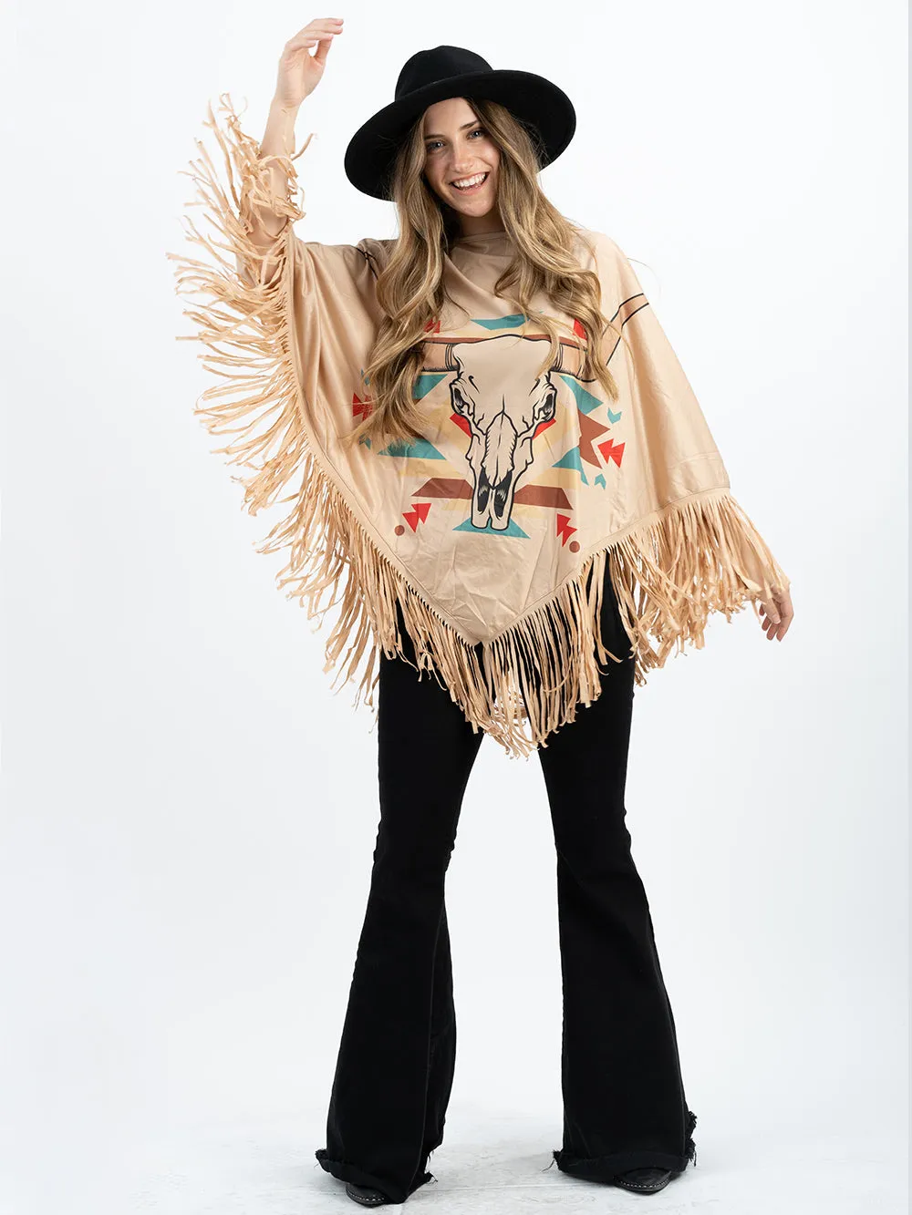 Montana West Steer Skull Collection Poncho