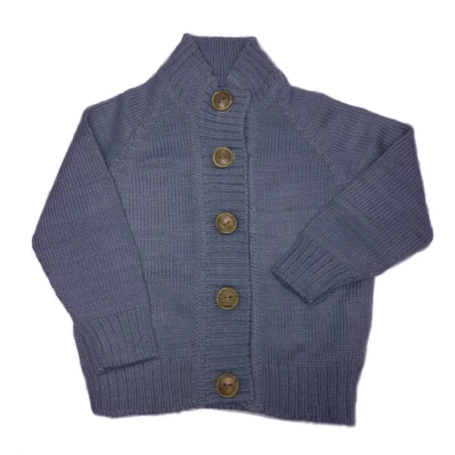 Nooks Steel Blue Merino Wool Knit Cardigan