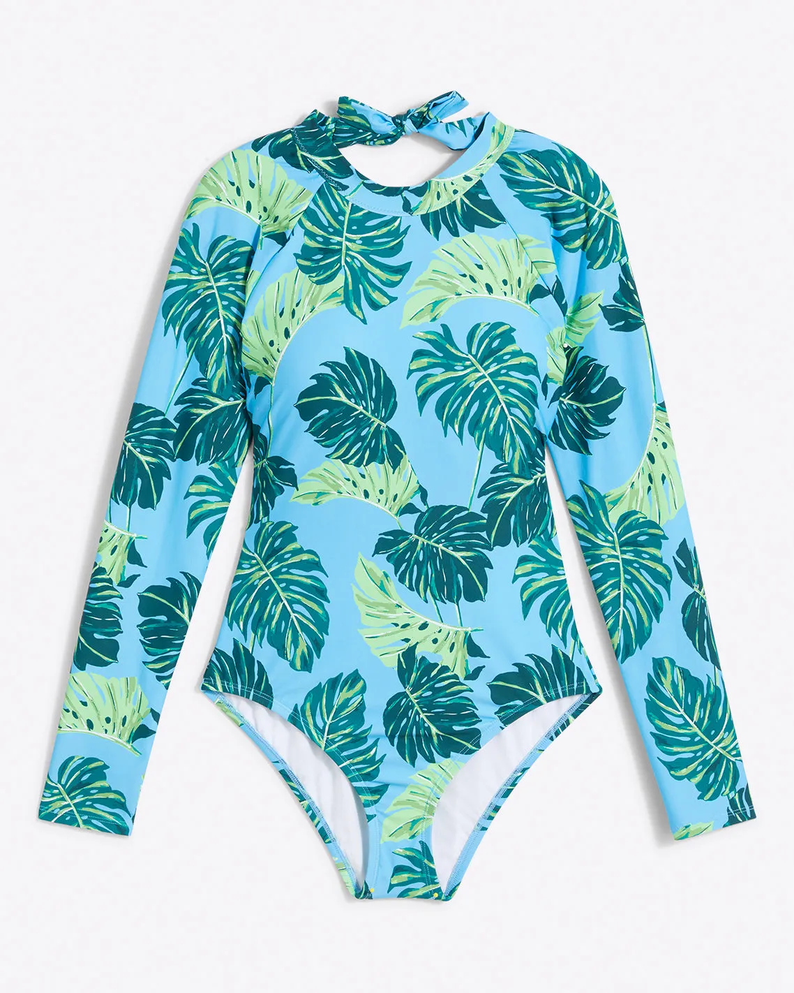 Rashguard One Piece Swimsuit in Monstera Floral