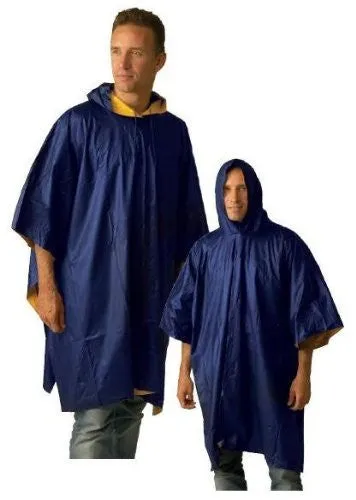 Reversible Navy Blue Rain Poncho