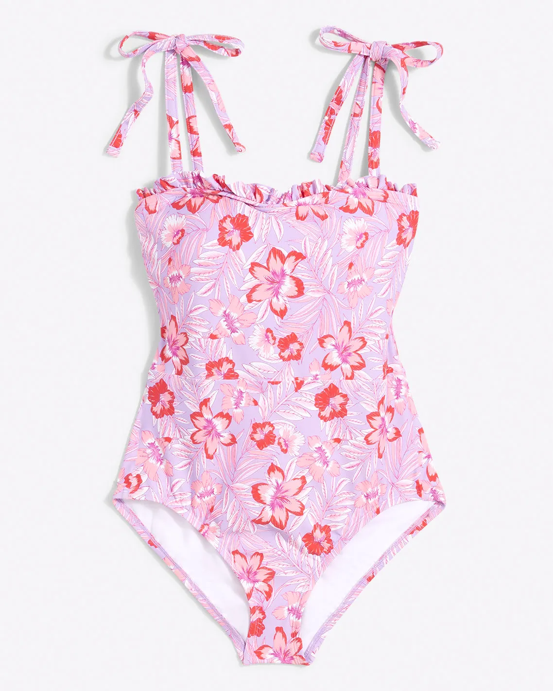 Ruffled One Piece Swimsuit in Floral Scallop