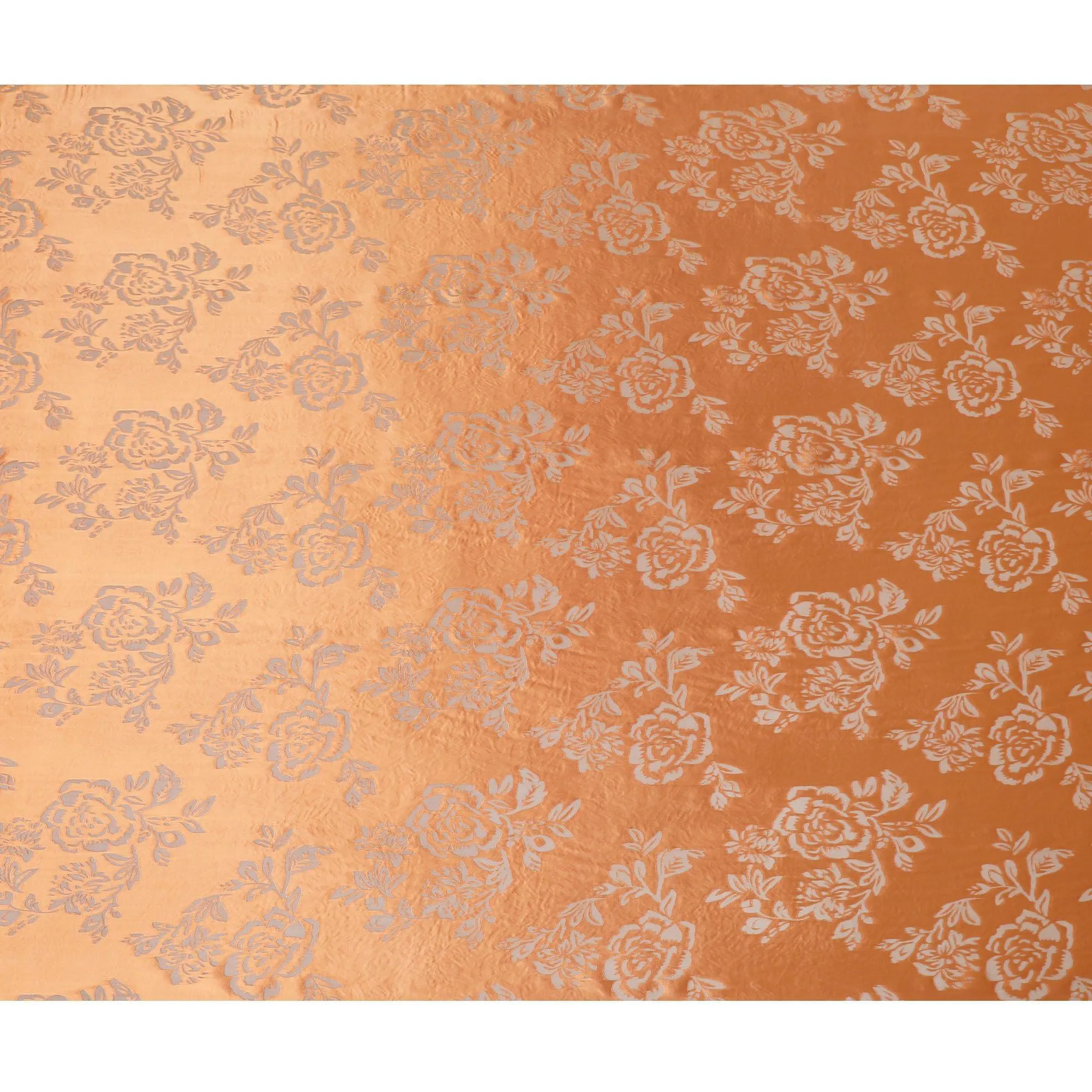 Salmon orange premium pure burnout silk chiffon fabric in floral design-D13104