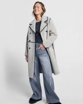 Shearling style coat with leather finish