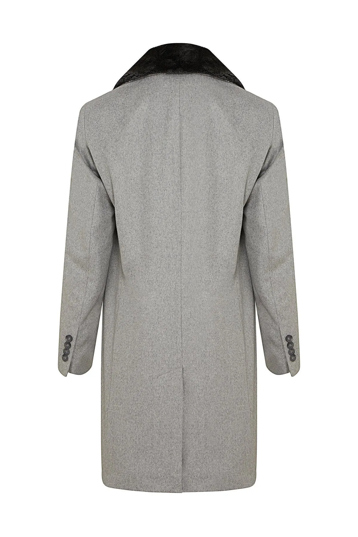 Slim Fit Cachet Light Gray Wool Blend Overcoat