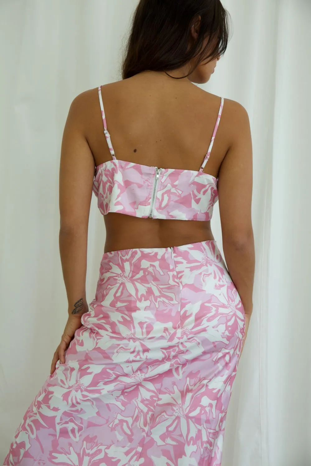 Sofia Floral Crop Top & Midi Skirt Set