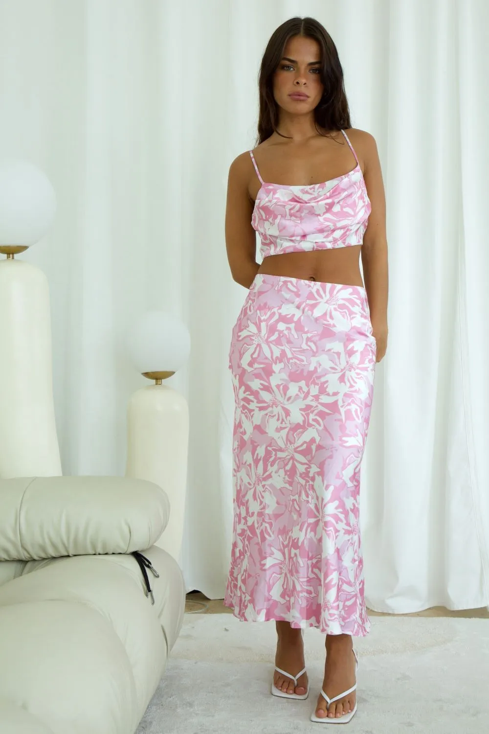 Sofia Floral Crop Top & Midi Skirt Set