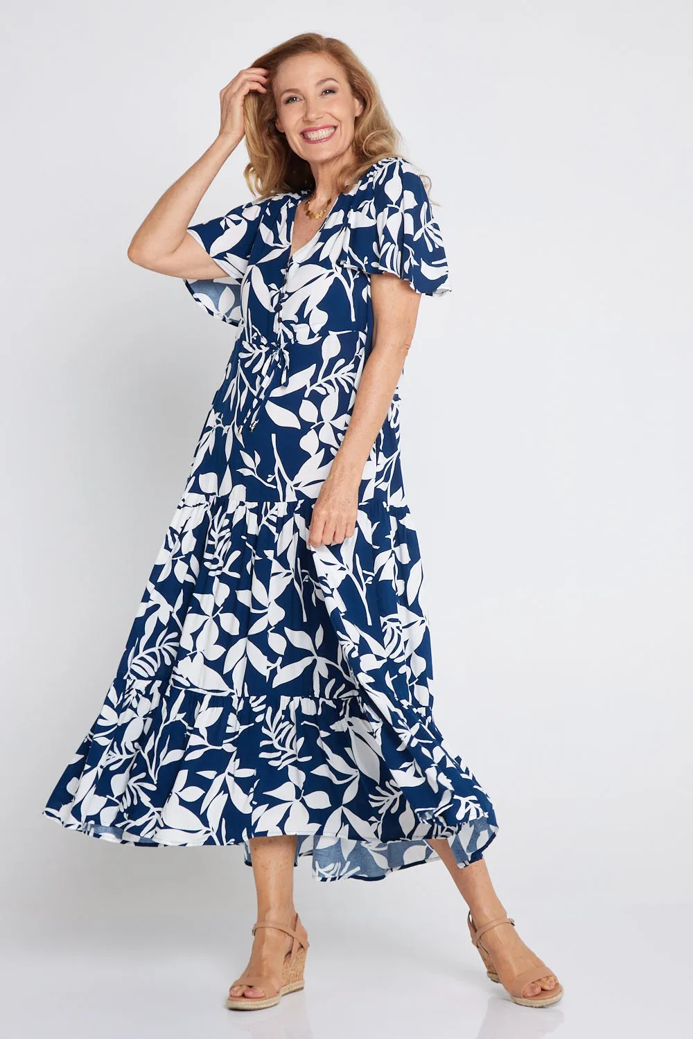 Soraya Dress - Navy Botanical