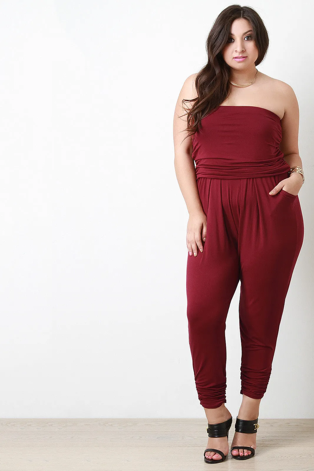 Strapless Ruched Jumpsuit