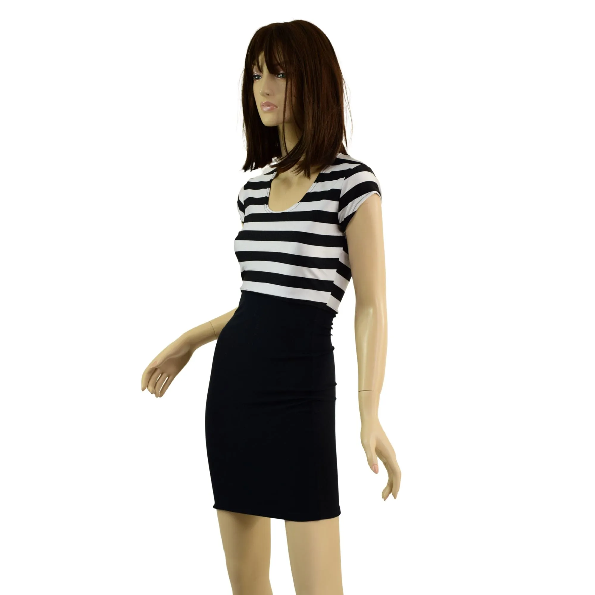 Striped Bodice Bodycon Dresss