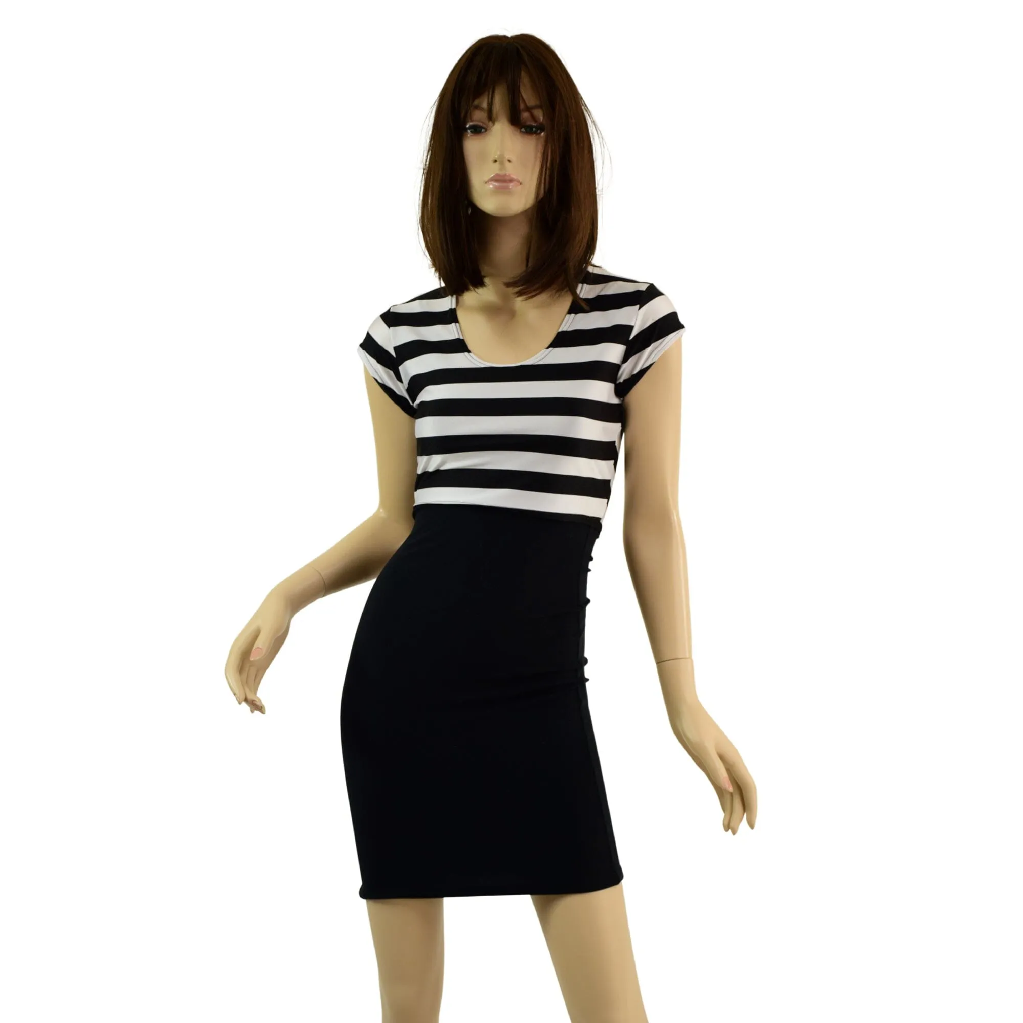 Striped Bodice Bodycon Dresss