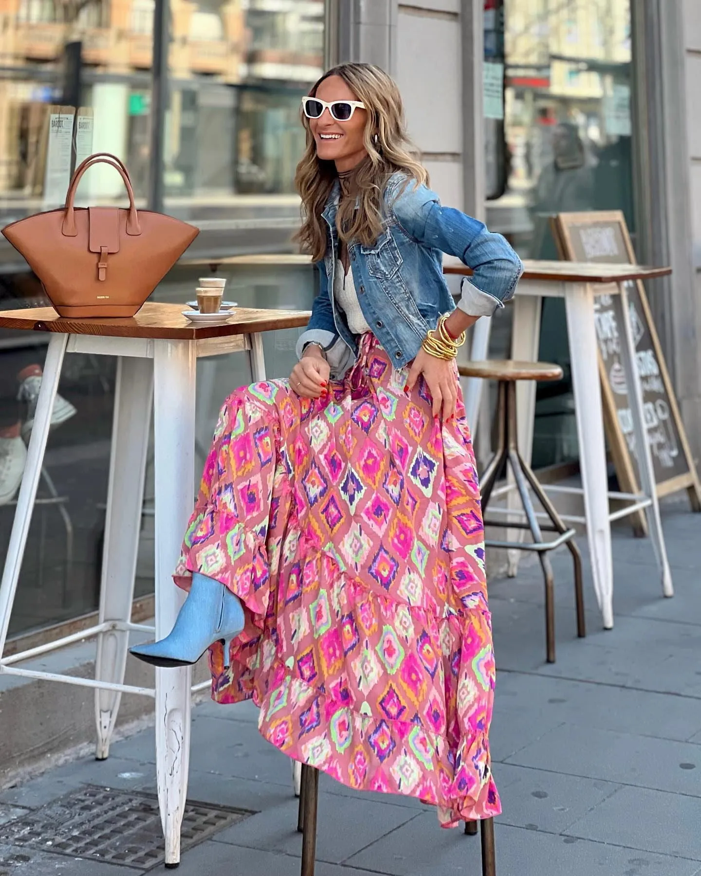 Summer street style women's print long skirt ruffled skirt skirt