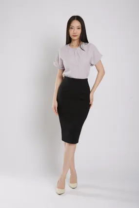 Thysha Ultra-Stretch Pencil Skirt in Black