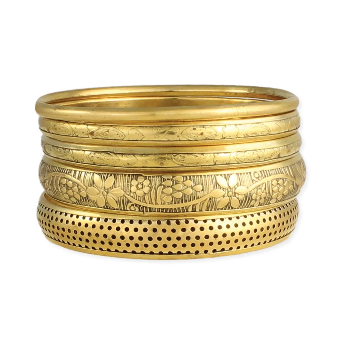 Victorian Vintage Gold Bangle - Set of 5