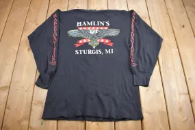 Vintage 1990s Hamlin's Harley Davidson Sturgis MI Long Sleeve Thermal Shirt