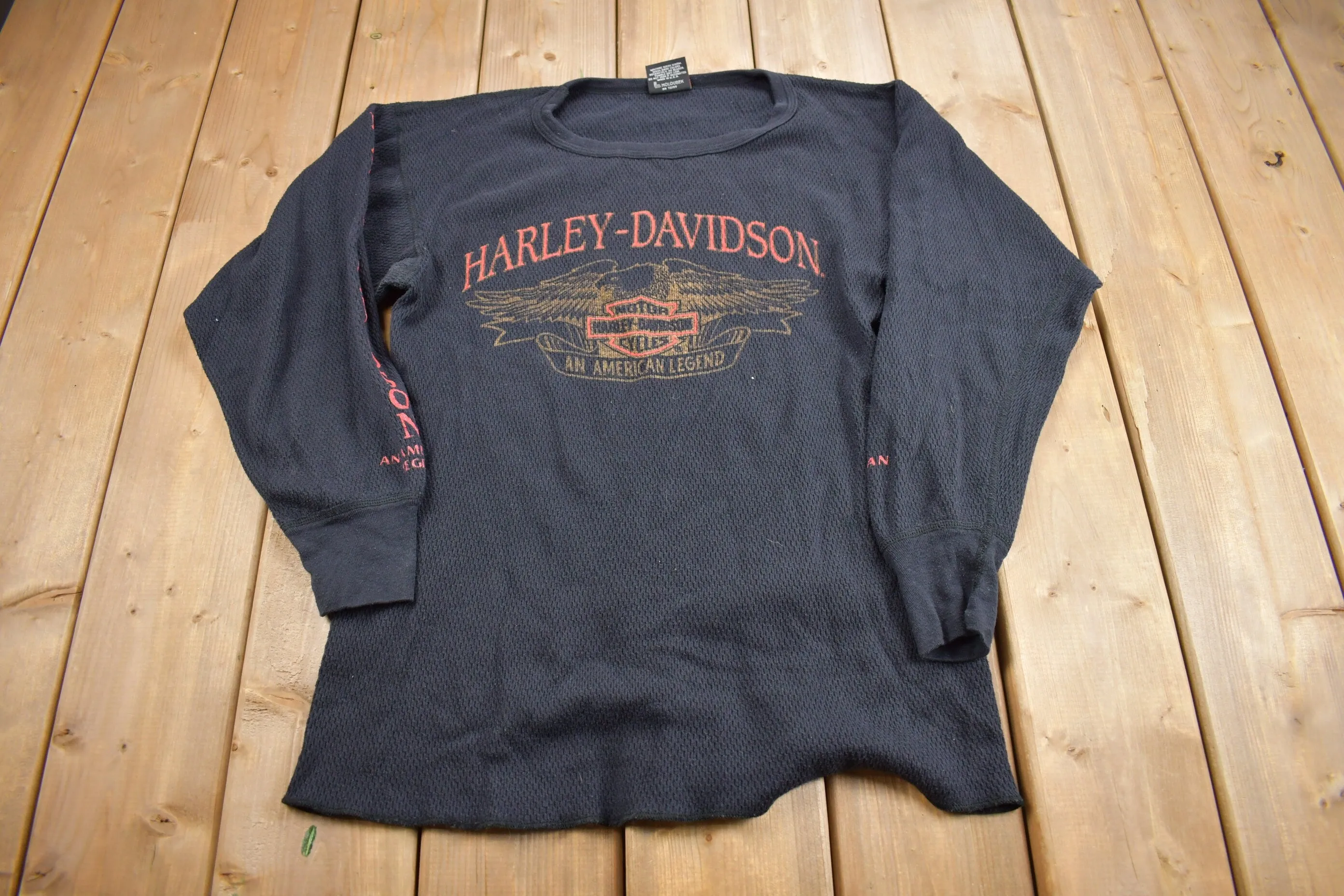 Vintage 1990s Hamlin's Harley Davidson Sturgis MI Long Sleeve Thermal Shirt