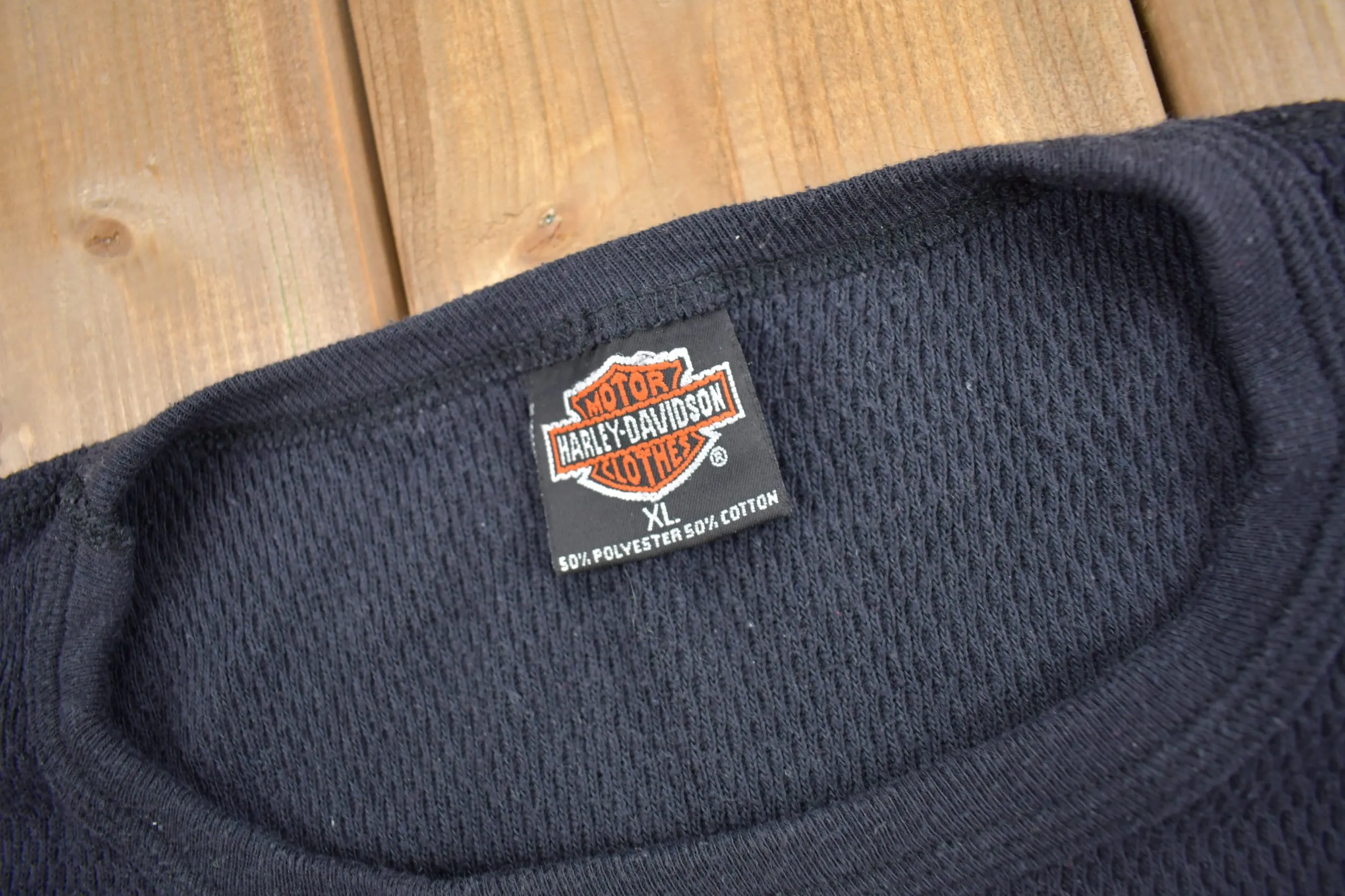 Vintage 1990s Hamlin's Harley Davidson Sturgis MI Long Sleeve Thermal Shirt