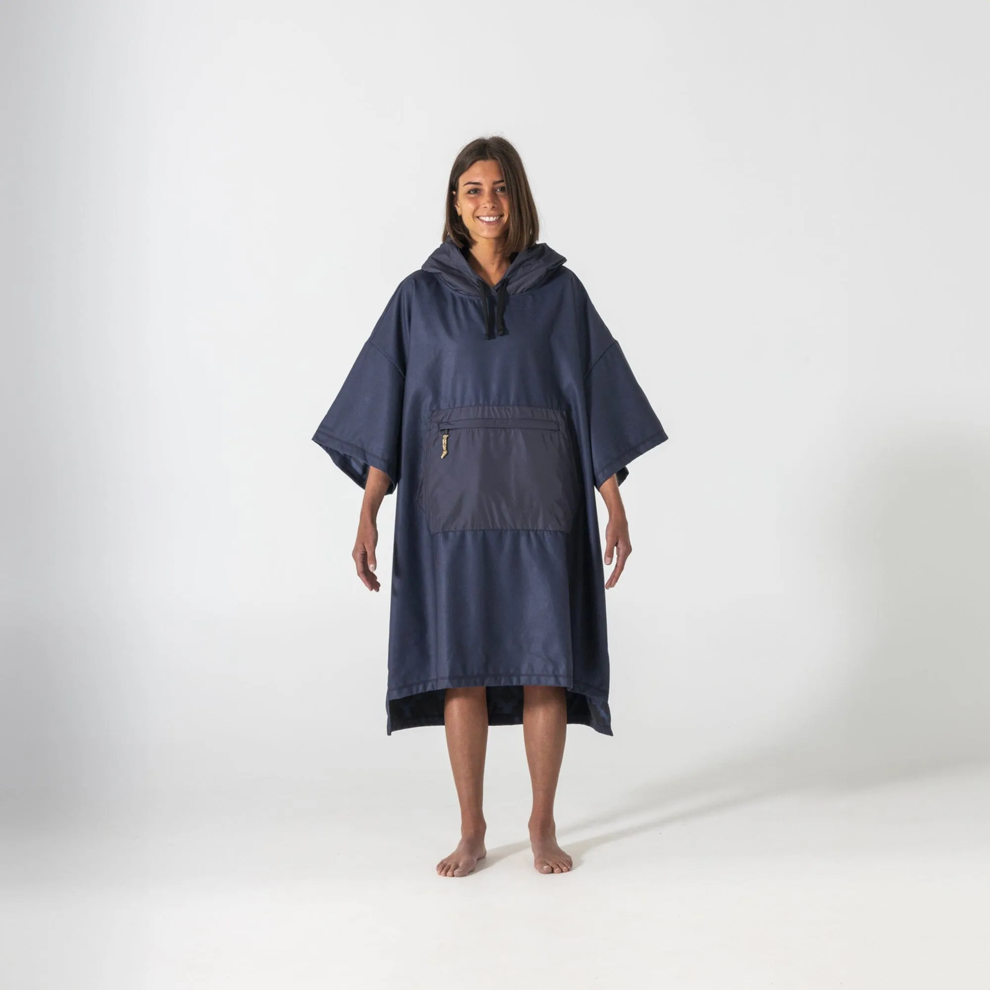 VOITED Micro Fleece Poncho - Ocean Navy/Ethno