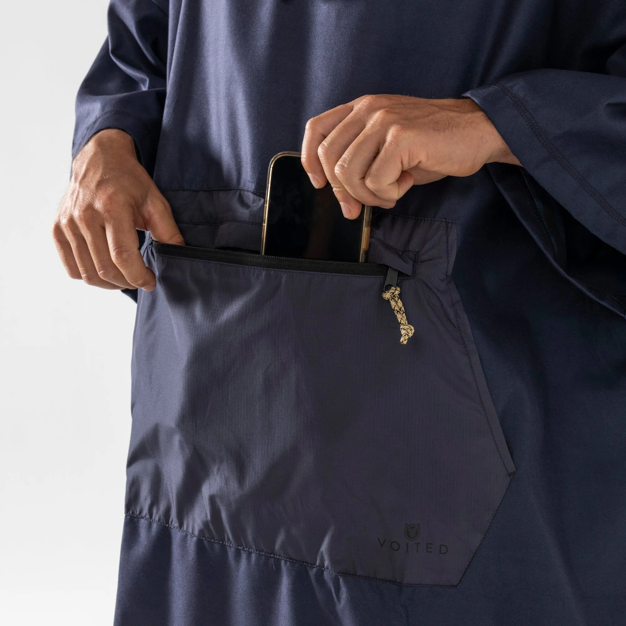 VOITED Micro Fleece Poncho - Ocean Navy/Ethno