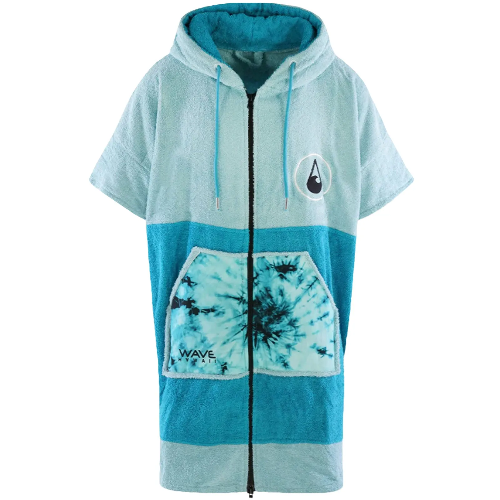 Wave Hawaii Unisex Flyh Zipped Hooded Towel Poncho - Blue