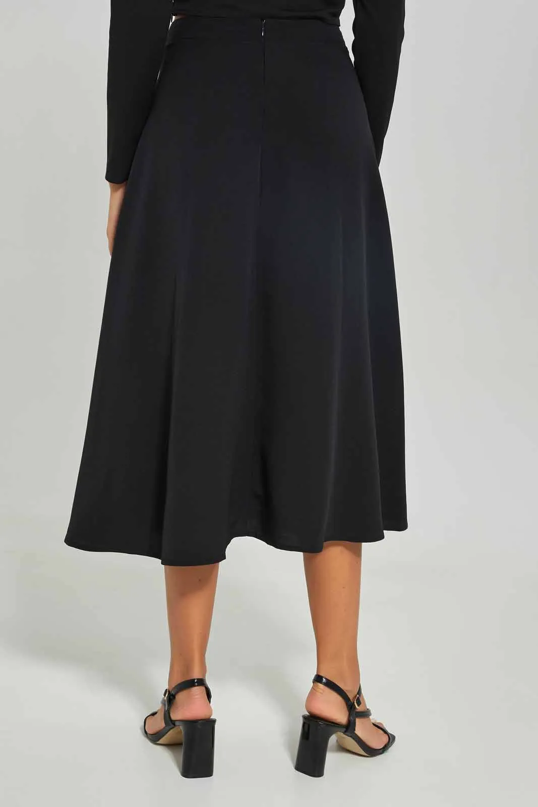 Women Black Solid A Line Skirt