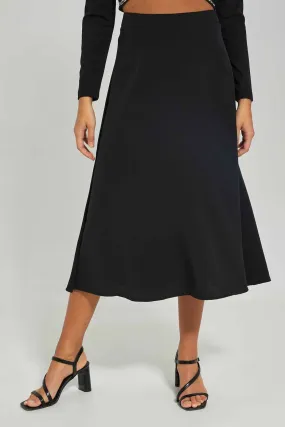 Women Black Solid A Line Skirt