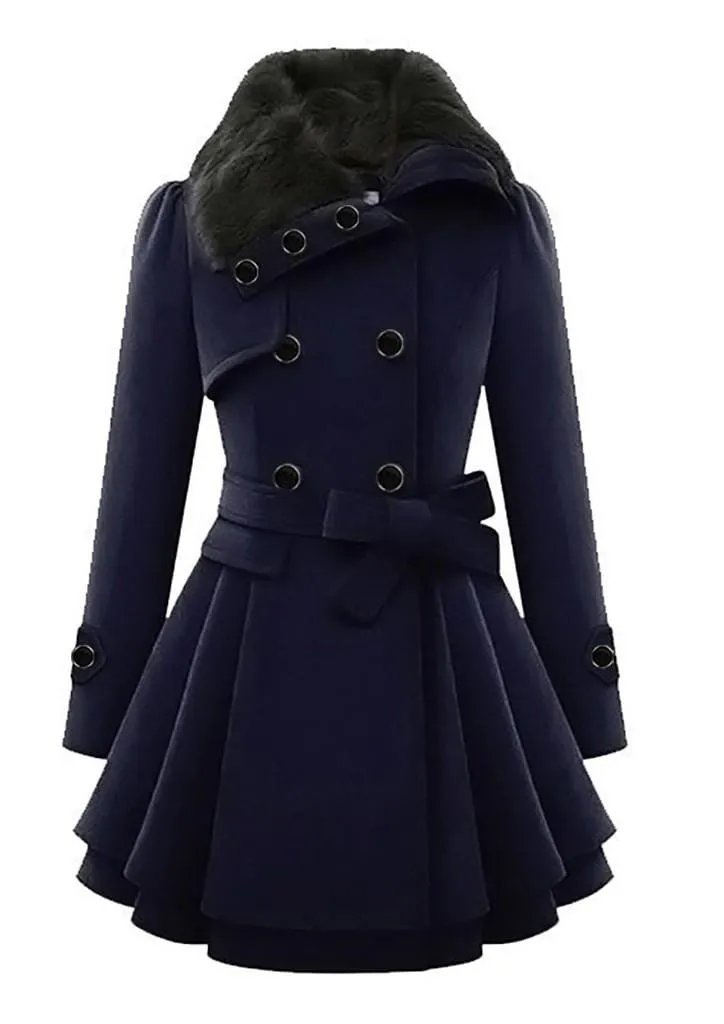 Women Coats Vintage Double Breasted Belt Slim Jackets Autumn Winter Korean Coat England Style Trench Medium-length Overcoat 5XL - S4164285