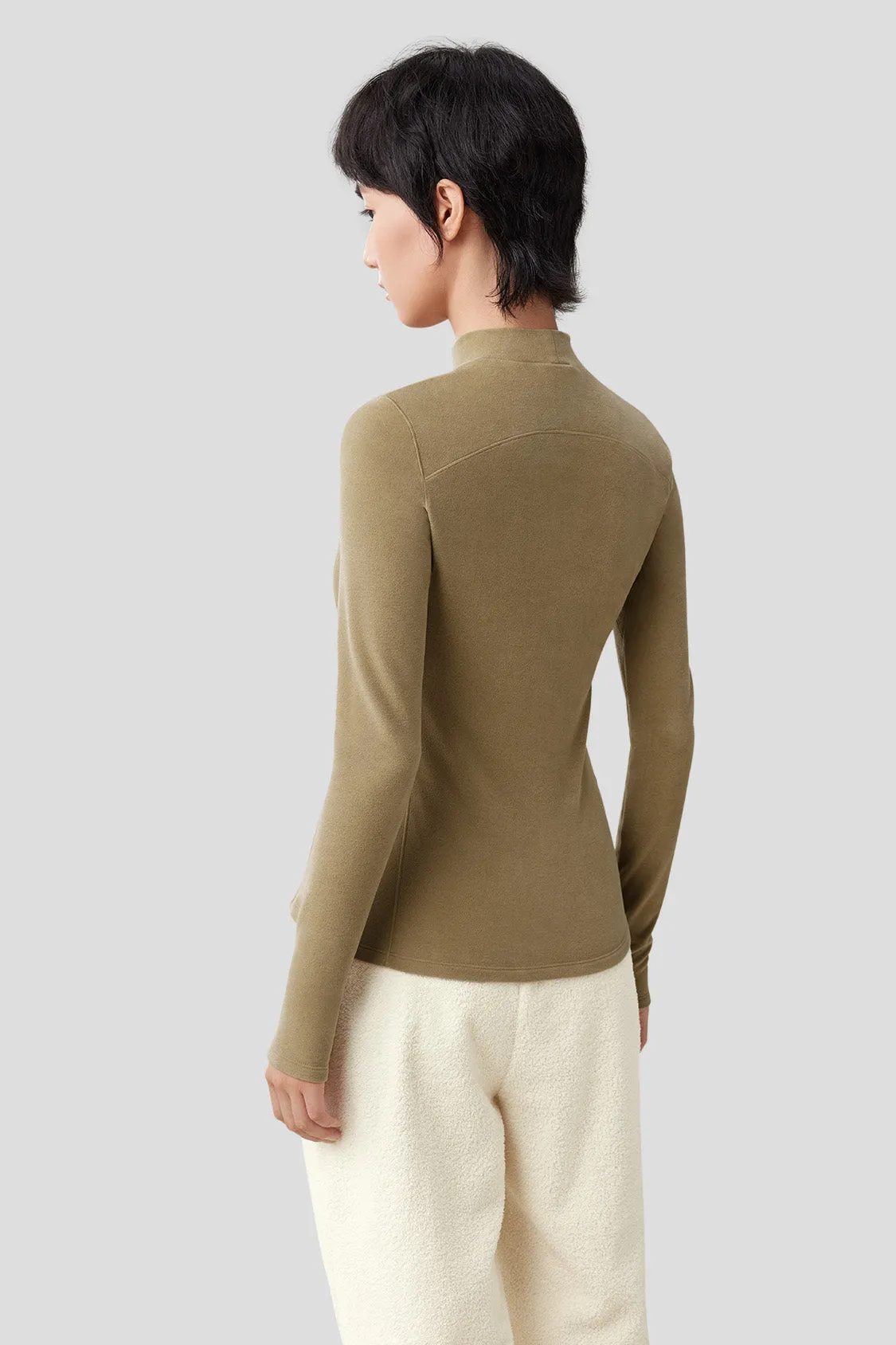 Women's Mid-Warm Half Turtle-Neck Fleece Thermal Shirt