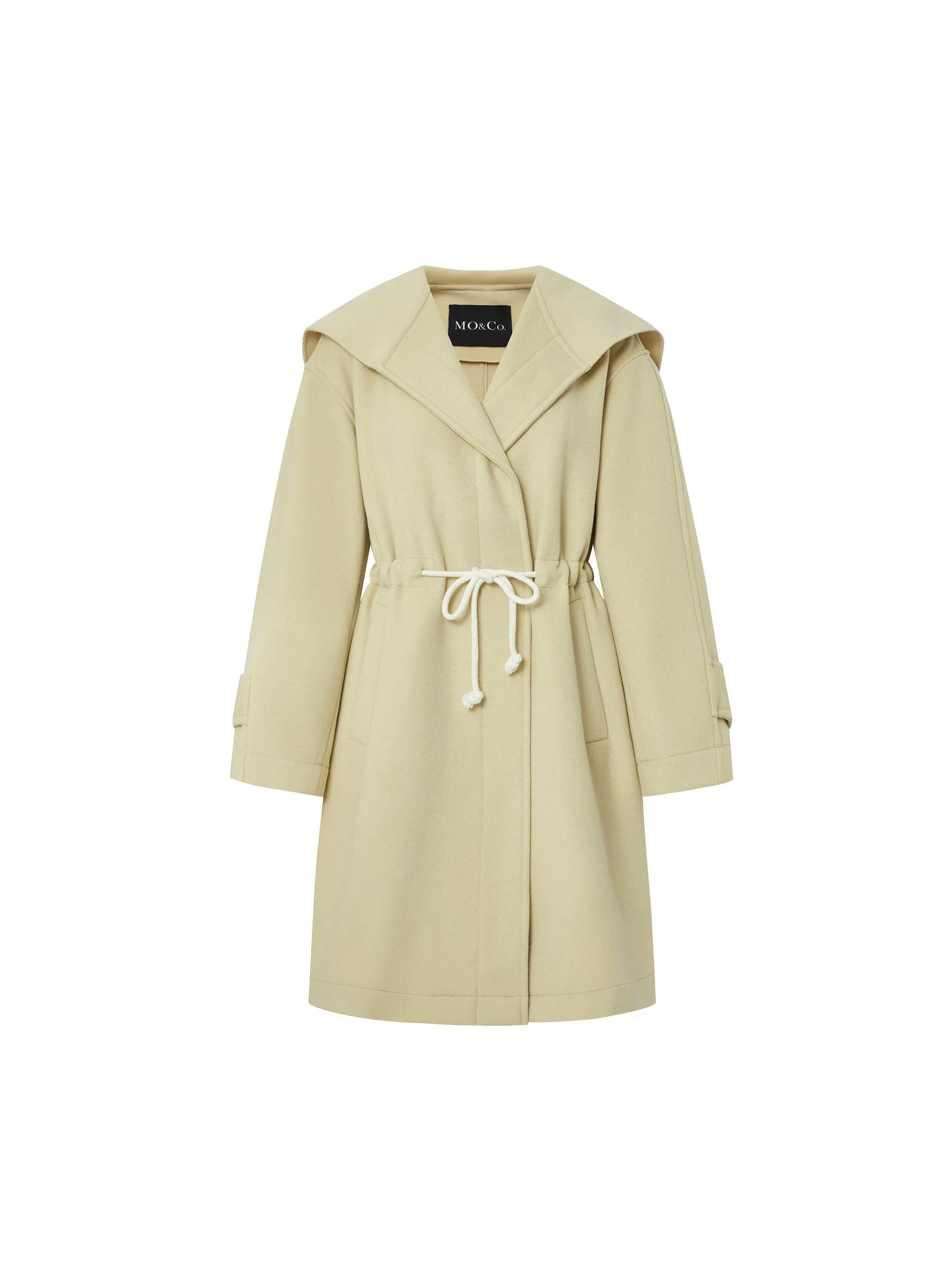 Wool Blend Drawstring Overcoat